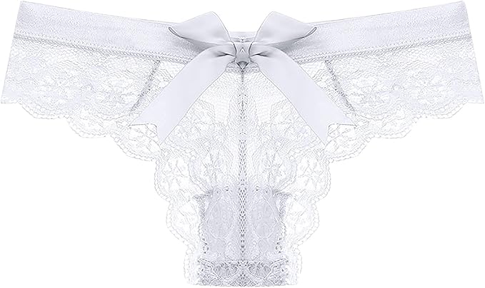 Women's Lace Bow Thongs T Back Low Waist Breathable Panties Sexy Seamless V-Shape Design Floral Lace tangas