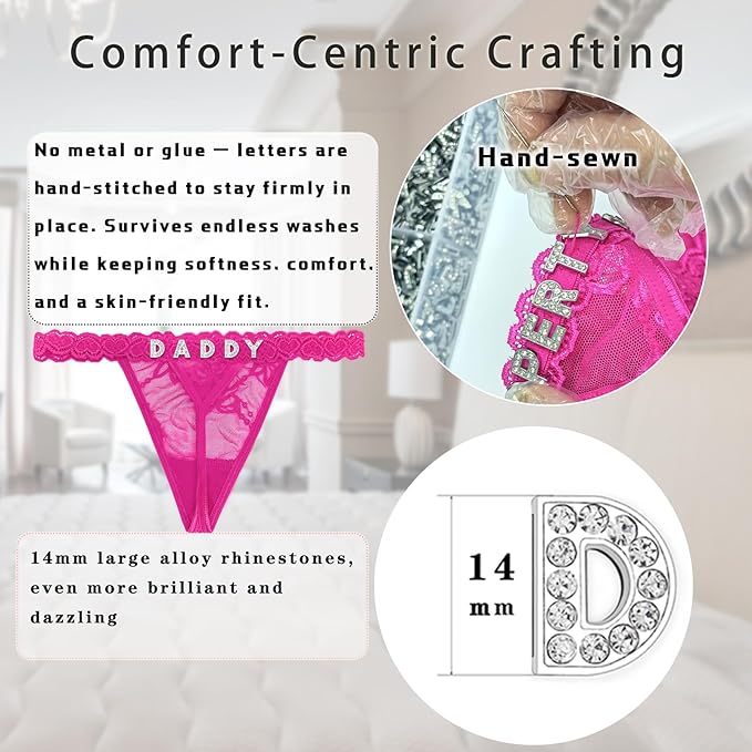 Women's Personalized Thongs with Funny Rhinestone