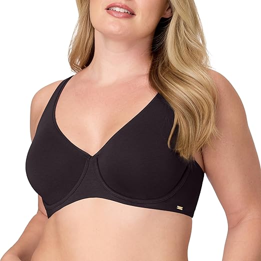 Bali Women's, Cotton Collection 2-ply Underwire Bra, Moisture-Wicking, Full Coverage, Convertible Straps
