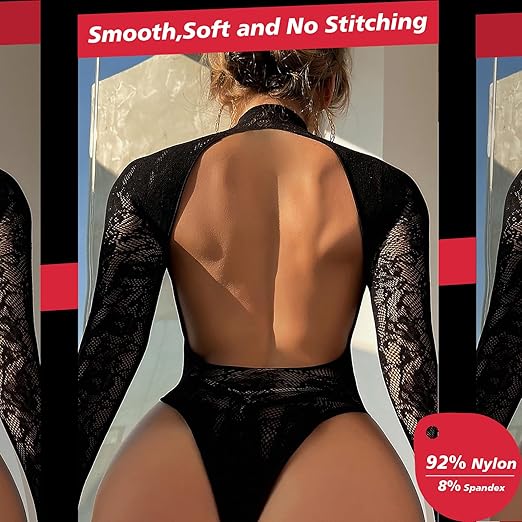 Sexy Lingerie for Women Naughty Fishnet Lingerie Set Bodysuit Outfits Teddy Sheer Mesh Erotic